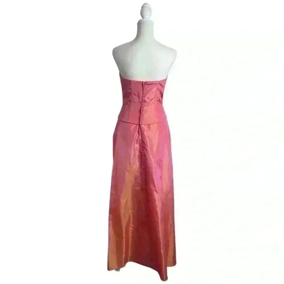 Jessica McClintock Gown Size 5 Embroidered Bodice Y2K Iridescent Pink Corset - Picture 4 of 8